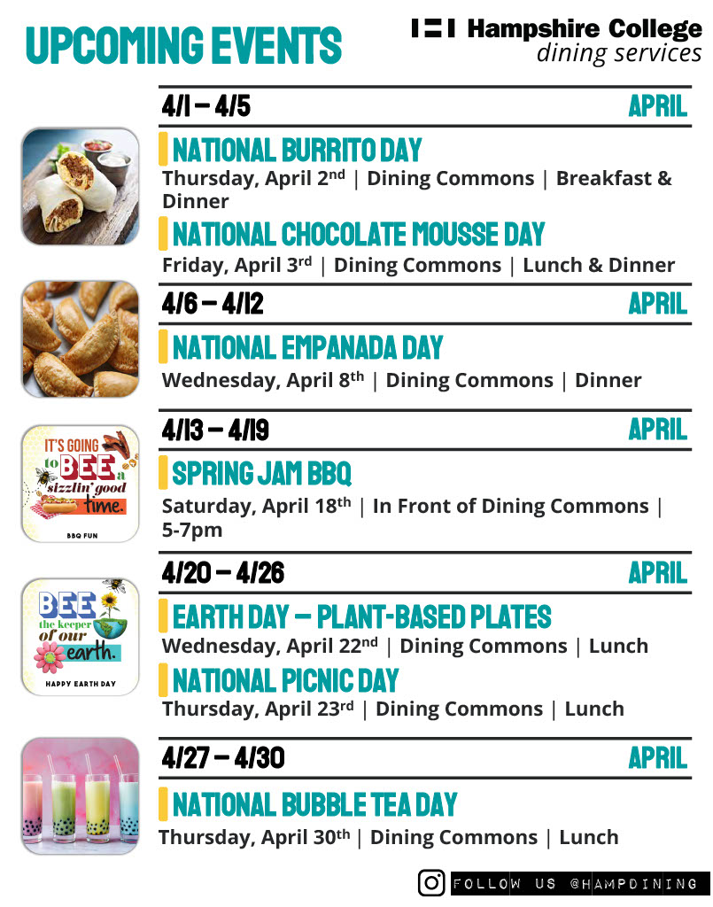 Dining Events Flyer for April