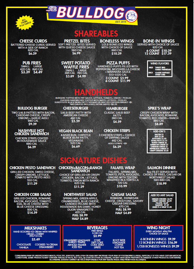 Bulldog Menu Spring 2025