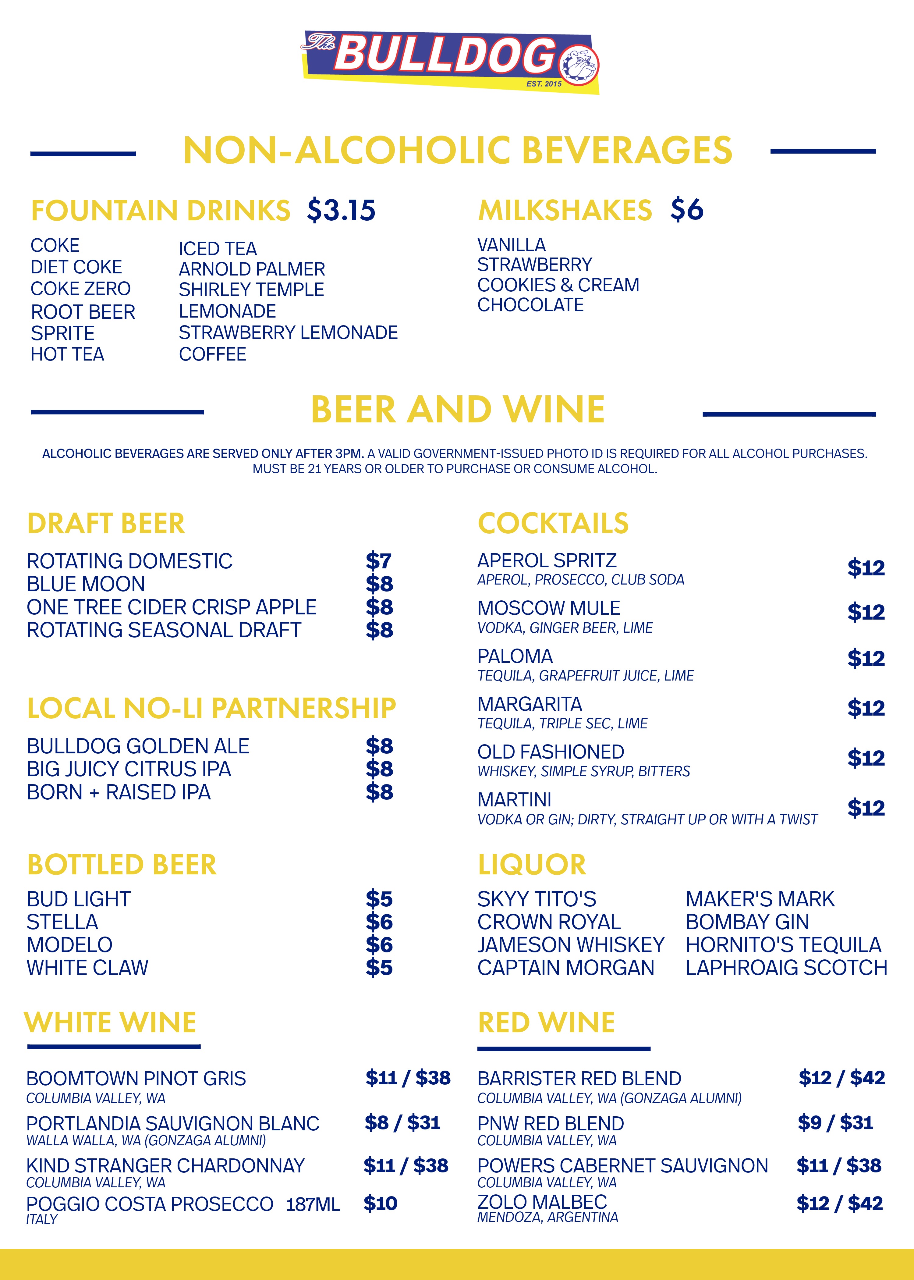 Bulldog Menu FRONT